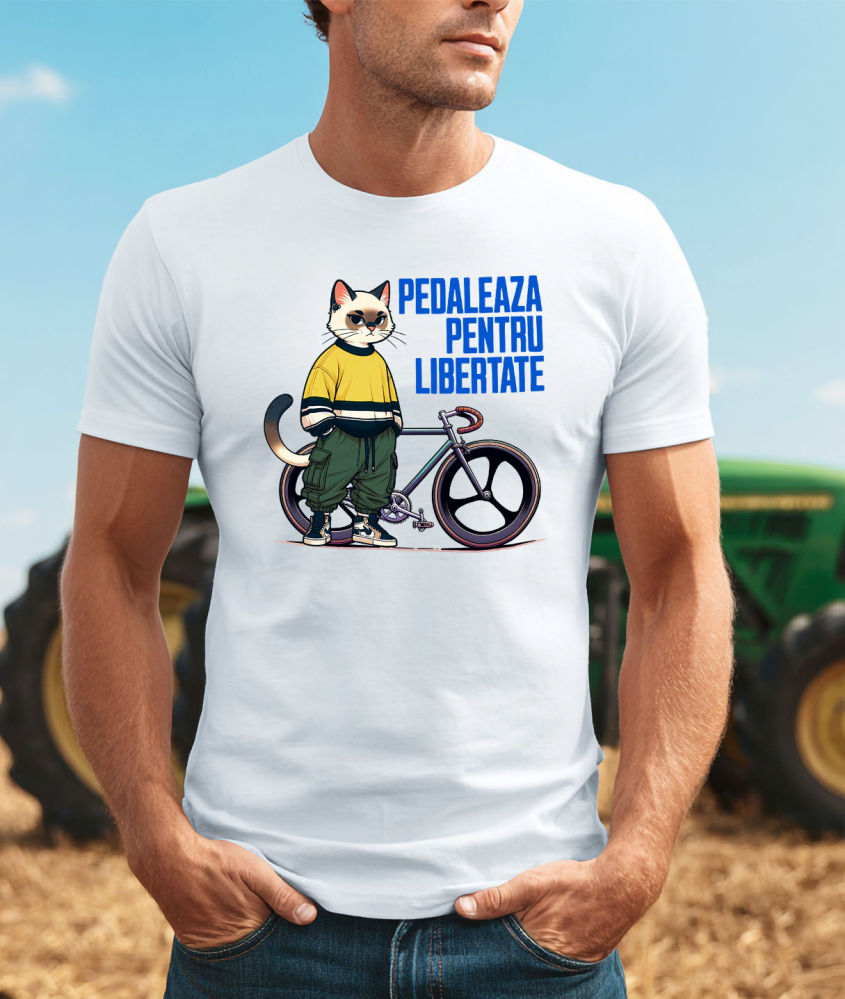 Tricou Femei, Barbati, Copii, Fata, Baiat, Unisex Personalizat Pisică Modernă pe Bicicletă – Design Haios pentru Cadouri Personalizate [2]