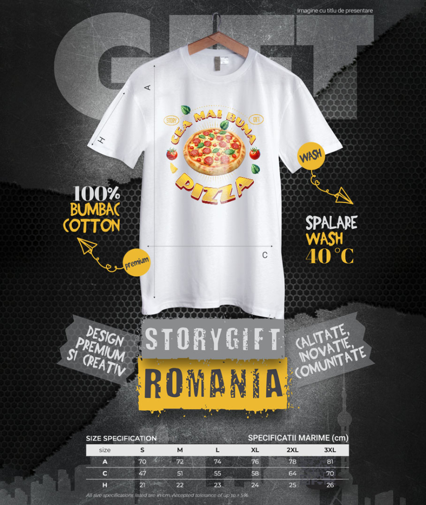 Tricou Femei, Barbati, Copii, Fata, Baiat, Unisex Personalizat Pizza Imensă cu Peperoni și Legume - Fast Food Delicios pentru Familie și Prieteni [4]