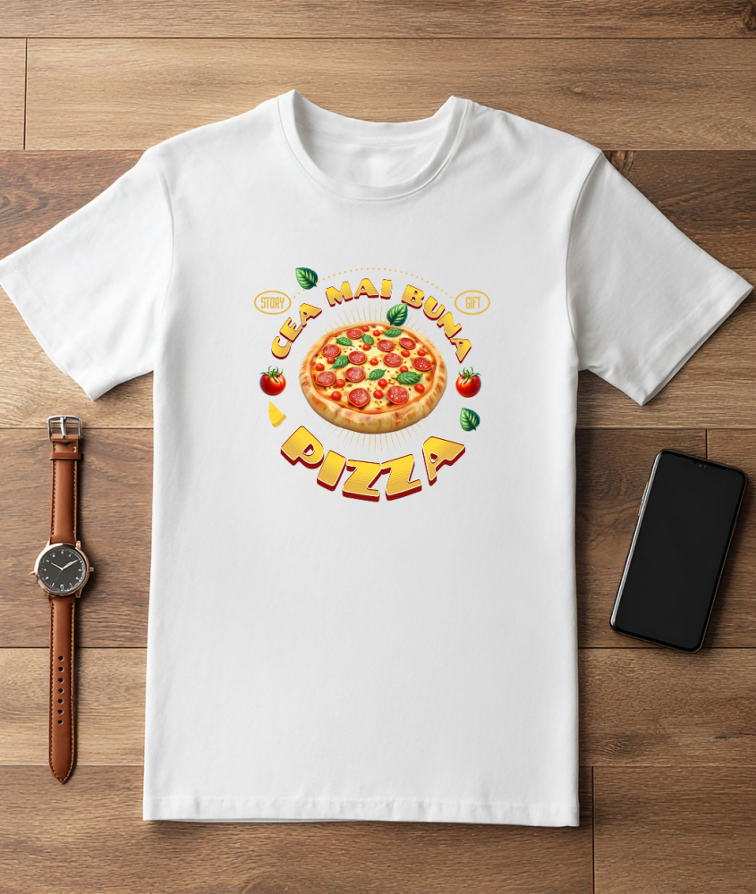 Tricou Femei, Barbati, Copii, Fata, Baiat, Unisex Personalizat Pizza Imensă cu Peperoni și Legume - Fast Food Delicios pentru Familie și Prieteni [3]