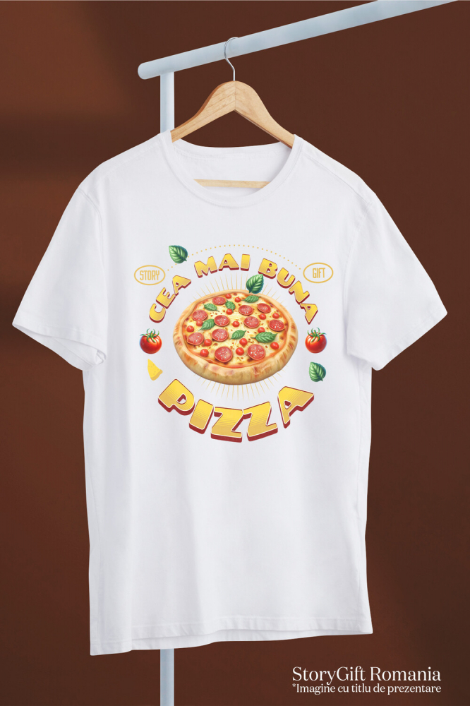 Tricou Femei, Barbati, Copii, Fata, Baiat, Unisex Personalizat Pizza Imensă cu Peperoni și Legume - Fast Food Delicios pentru Familie și Prieteni [3]
