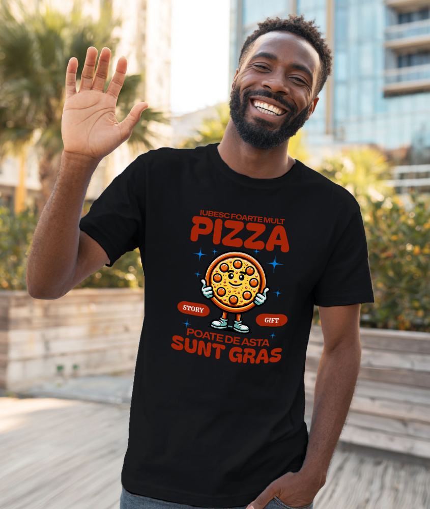Tricou Femei, Barbati, Copii, Fata, Baiat, Unisex Personalizat Pizza personalizată pentru familie și prieteni – Mesaje amuzante și design vesel [2]