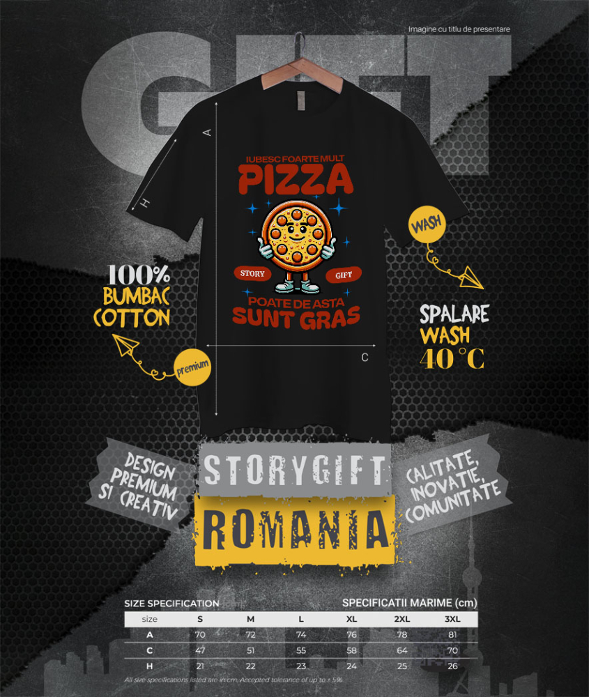 Tricou Femei, Barbati, Copii, Fata, Baiat, Unisex Personalizat Pizza personalizată pentru familie și prieteni – Mesaje amuzante și design vesel [4]