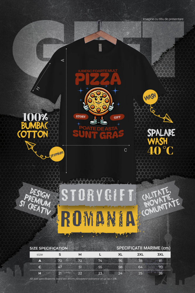 Tricou Femei, Barbati, Copii, Fata, Baiat, Unisex Personalizat Pizza personalizată pentru familie și prieteni – Mesaje amuzante și design vesel [4]