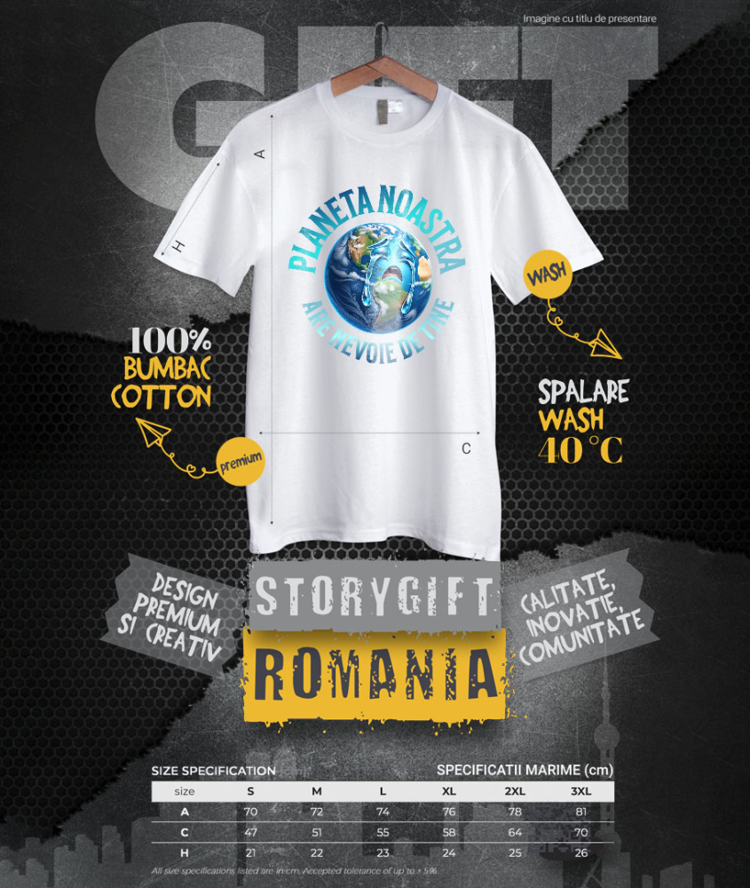 Tricou Femei, Barbati, Copii, Fata, Baiat, Unisex Personalizat "Produse personalizate ecologice – Planeta Pământ plângând, protejează natura pentru viitor" [4]