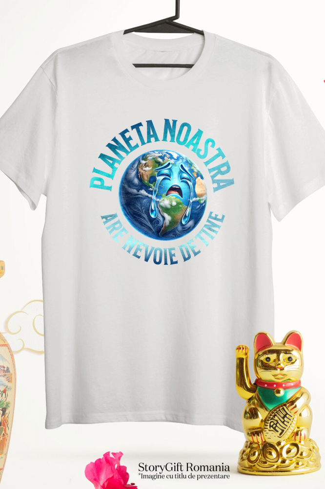 Tricou Femei, Barbati, Copii, Fata, Baiat, Unisex Personalizat "Produse personalizate ecologice – Planeta Pământ plângând, protejează natura pentru viitor" [3]
