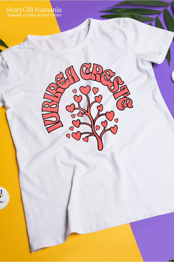 Tricou Femei, Barbati, Copii, Fata, Baiat, Unisex Personalizat „Pom Cu Inimioare - Cadou Personalizat „Iubirea Crește” pentru Familie, Copii și Prieteni de Valentine's Day” [3]