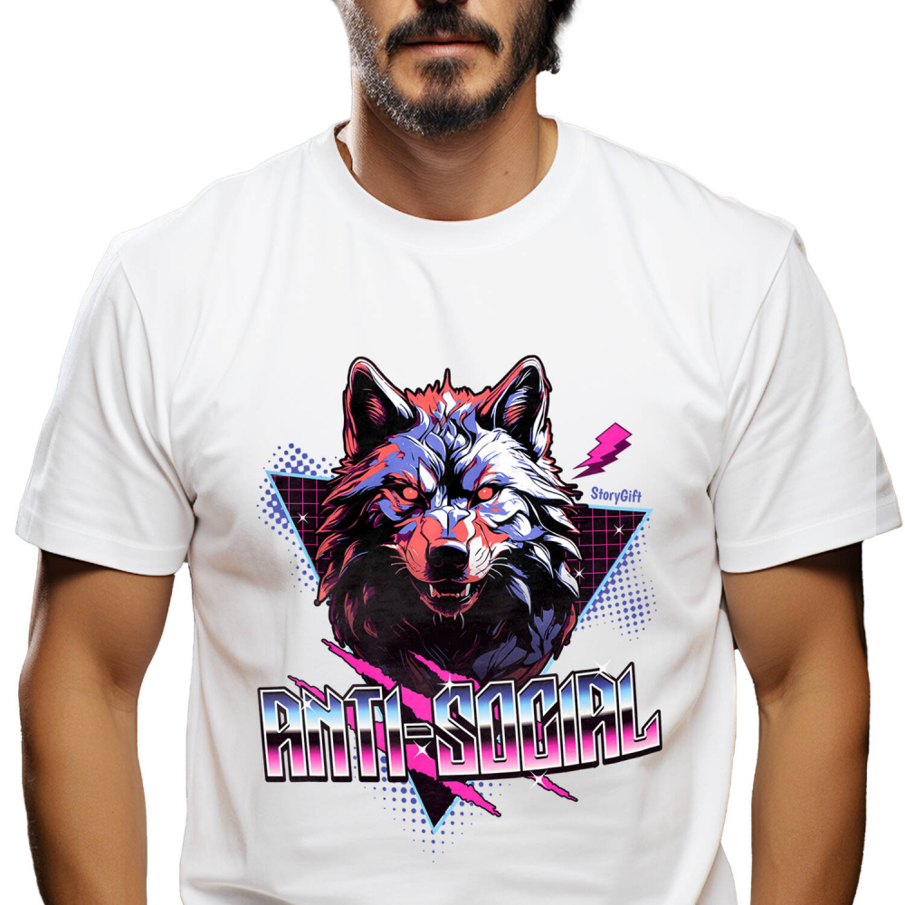 Tricou Femei, Barbati, Copii, Fata, Baiat, Unisex Personalizat „Portret personalizat lup furios cu colți și ochii roșii – Cadouri pentru fani horror” [1]