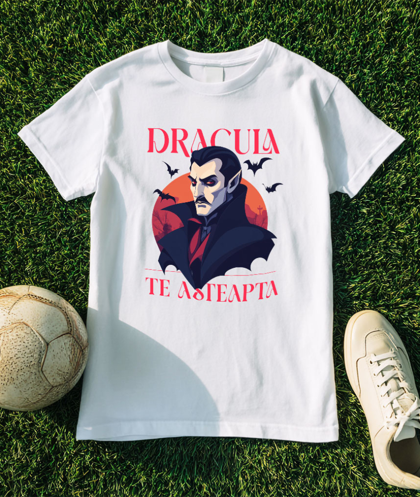 Tricou Femei, Barbati, Copii, Fata, Baiat, Unisex Personalizat Portret Dracula Cu Pelerină | Cadouri Personalizate Halloween Vlad Țepeș [3]