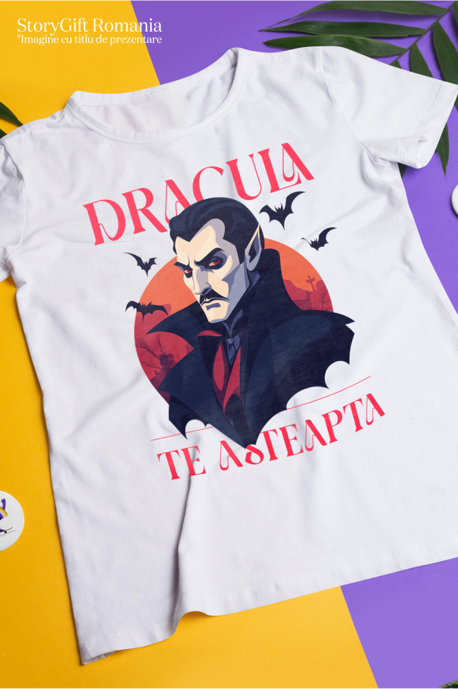 Tricou Femei, Barbati, Copii, Fata, Baiat, Unisex Personalizat Portret Dracula Cu Pelerină | Cadouri Personalizate Halloween Vlad Țepeș [3]