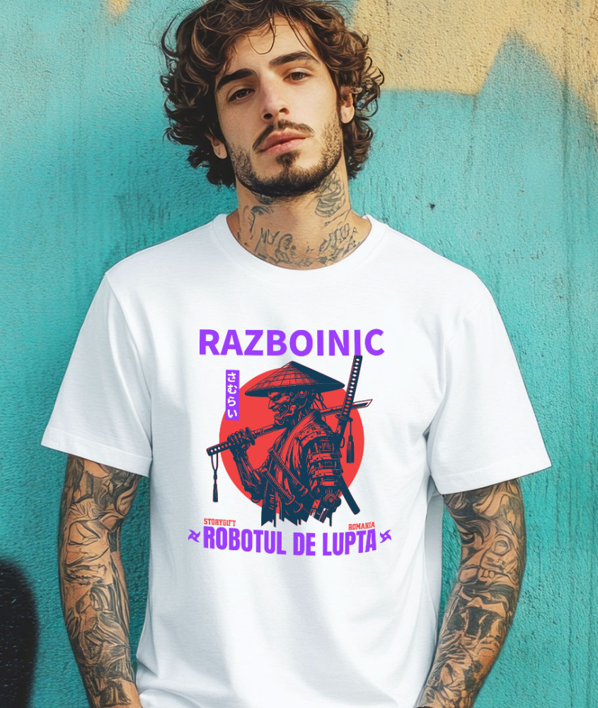 Tricou Femei, Barbati, Copii, Fata, Baiat, Unisex Personalizat Cadouri personalizate – Robot războinic cu pălărie în stil samurai și ninja [2]