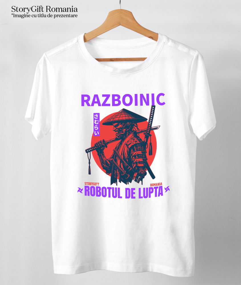 Tricou Femei, Barbati, Copii, Fata, Baiat, Unisex Personalizat Cadouri personalizate – Robot războinic cu pălărie în stil samurai și ninja [3]