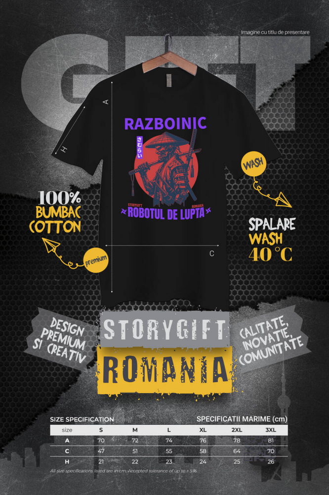 Tricou Femei, Barbati, Copii, Fata, Baiat, Unisex Personalizat Cadouri personalizate – Robot războinic cu pălărie în stil samurai și ninja [4]