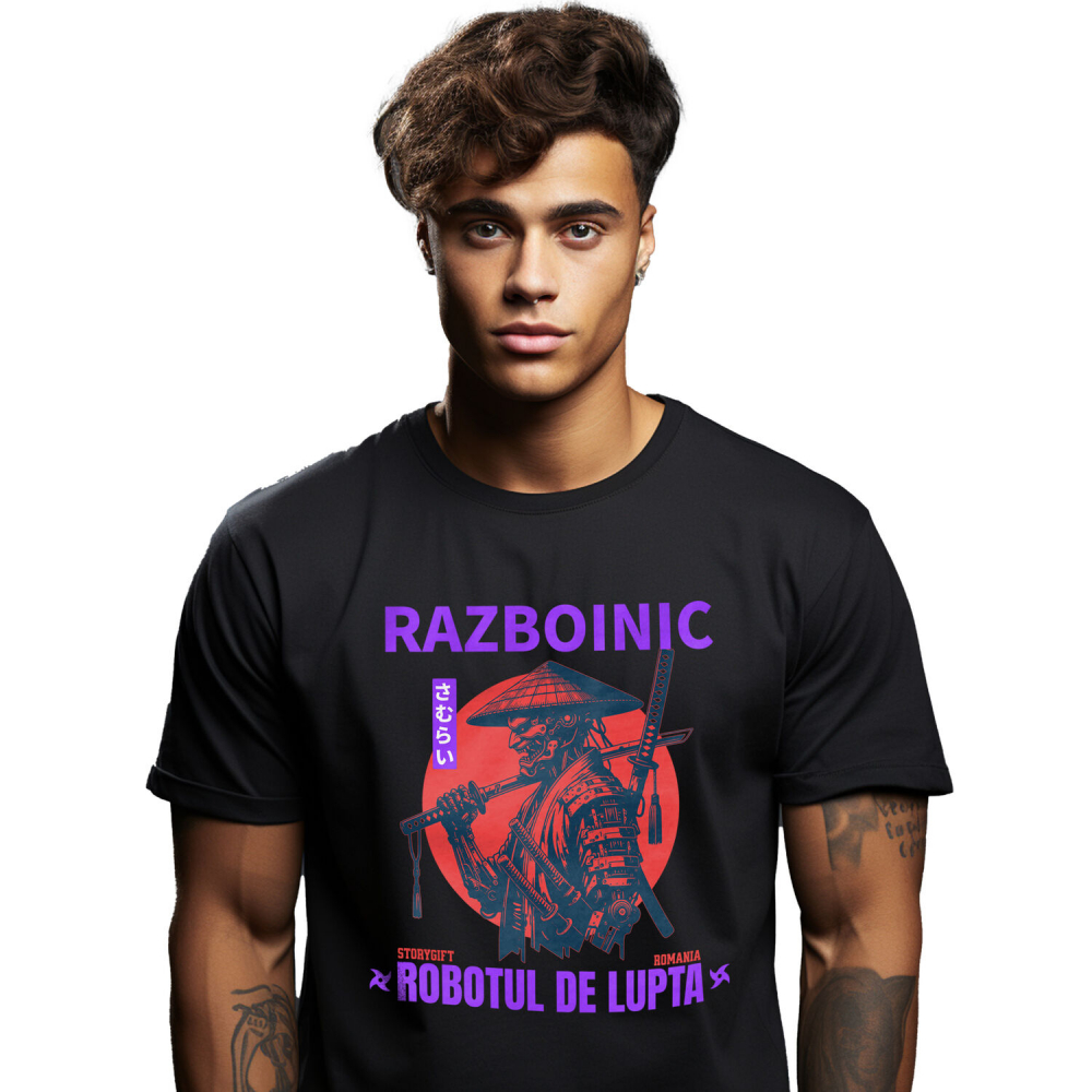 Tricou Femei, Barbati, Copii, Fata, Baiat, Unisex Personalizat Cadouri personalizate – Robot războinic cu pălărie în stil samurai și ninja [1]