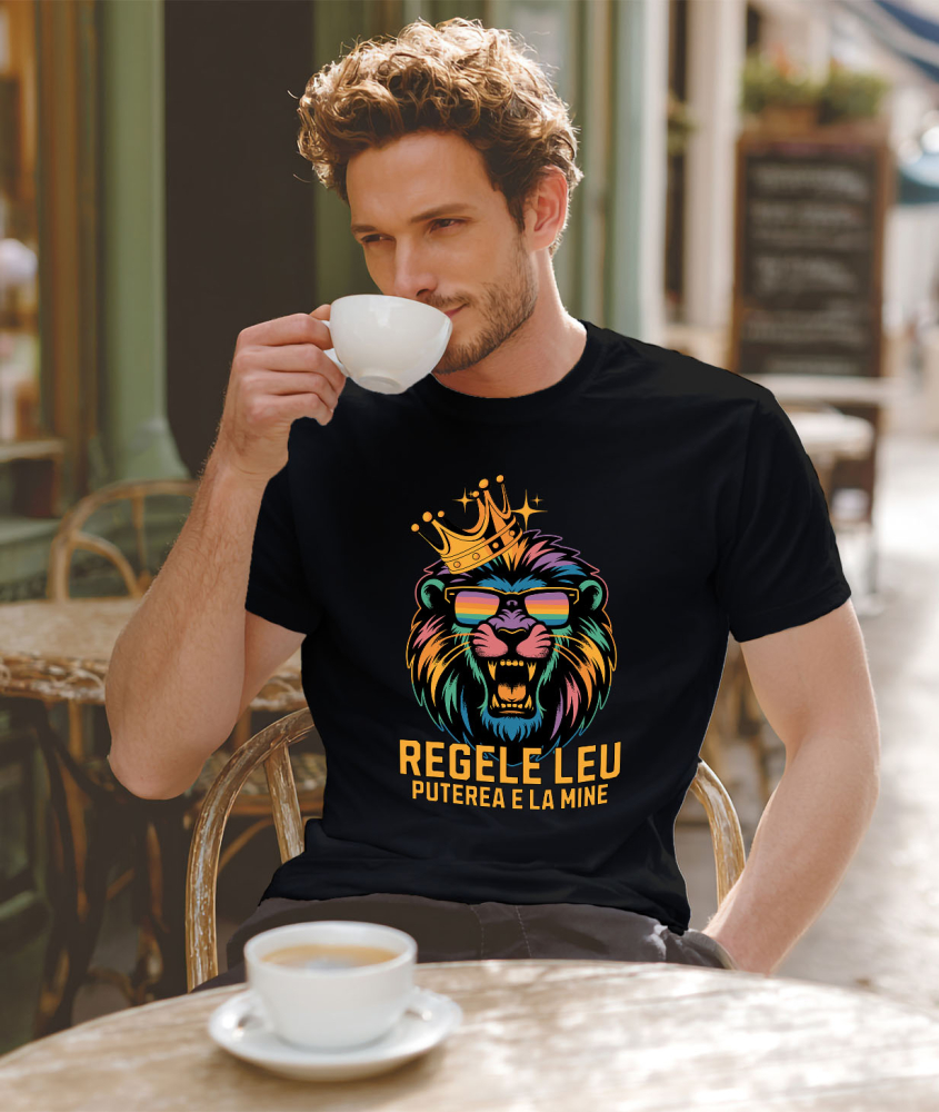 Tricou Femei, Barbati, Copii, Fata, Baiat, Unisex Personalizat Tricou Personalizat Regele Leu Furios cu Ochelari de Soare – "Puterea E La Mine" | Cadou pentru Iubitori de Leu și Putere [2]