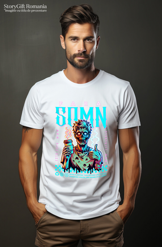 Tricou Femei, Barbati, Copii, Fata, Baiat, Unisex Personalizat „Cana Personalizată „Zombie Extenuat” - Cadou Amuzant pentru Iubitorii de Cafea” [2]