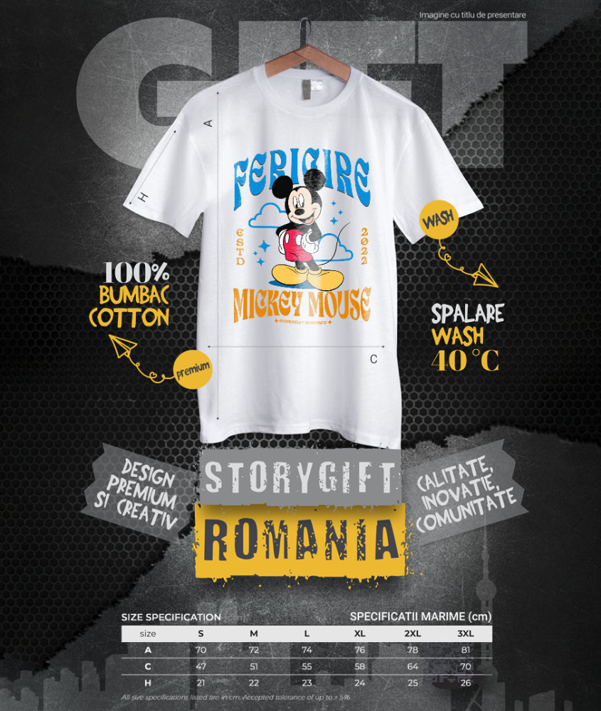 Tricou Barbati cu Povesti Magice cu Mickey Mouse 100% Bumbac, Alb, L [4]