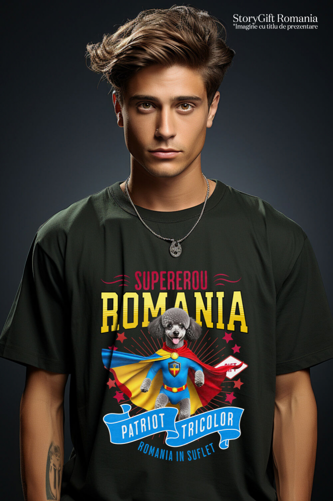 Tricou Femei, Barbati, Copii, Fata, Baiat, Unisex Personalizat Pudel în Costum de Căpitan România – Cadou Personalizat pentru Iubitorii de Câini [2]