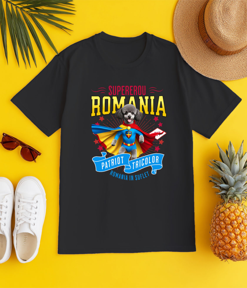 Tricou Femei, Barbati, Copii, Fata, Baiat, Unisex Personalizat Pudel în Costum de Căpitan România – Cadou Personalizat pentru Iubitorii de Câini [3]