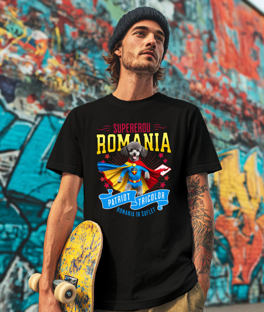 Tricou Femei, Barbati, Copii, Fata, Baiat, Unisex Personalizat Pudel în Costum de Căpitan România – Cadou Personalizat pentru Iubitorii de Câini [2]