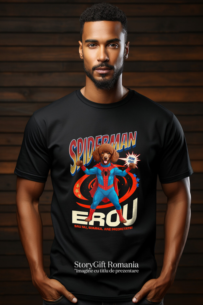 Tricou Femei, Barbati, Copii, Fata, Baiat, Unisex Personalizat Pudel în Costum Spider-Man cu Pelerină - Cadou Personalizat pentru Iubitorii de Câini și Copii [2]