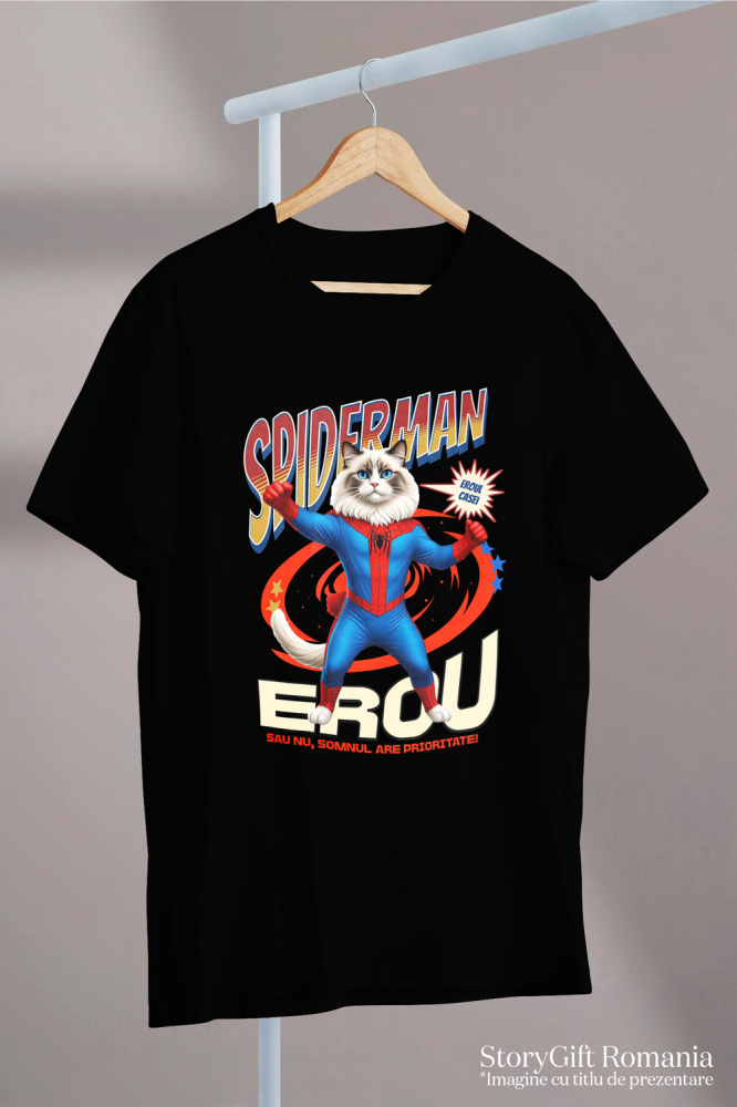 Tricou Femei, Barbati, Copii, Fata, Baiat, Unisex Personalizat Ragdoll Pisică în Costum Spider-Man cu Pelerină - Cadou Personalizat pentru Iubitorii de Pisici și Copii [3]
