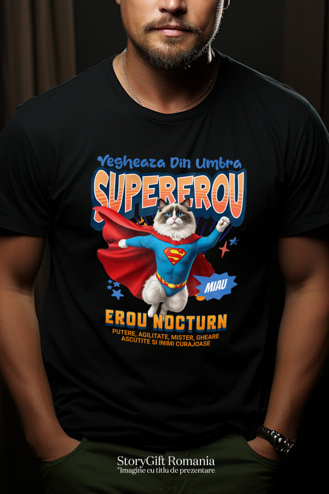Tricou Femei, Barbati, Copii, Fata, Baiat, Unisex Personalizat Pisică Ragdoll Supererou – Design Personalizat pentru Iubitorii de Animale și Familie [2]