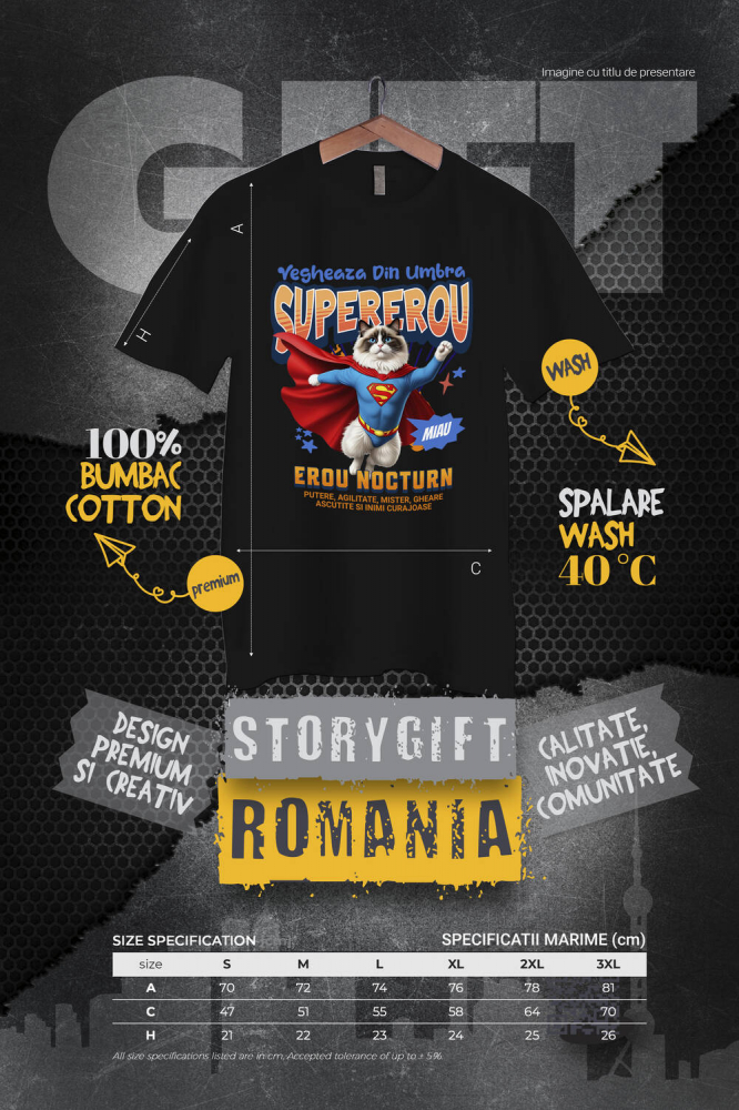 Tricou Femei, Barbati, Copii, Fata, Baiat, Unisex Personalizat Pisică Ragdoll Supererou – Design Personalizat pentru Iubitorii de Animale și Familie [4]