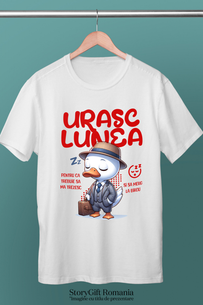 Tricou Femei, Barbati, Copii, Fata, Baiat, Unisex Personalizat Rață Haioasă la Birou – Costum Elegant, Pălărie, Servietă și Umor Corporatist [3]