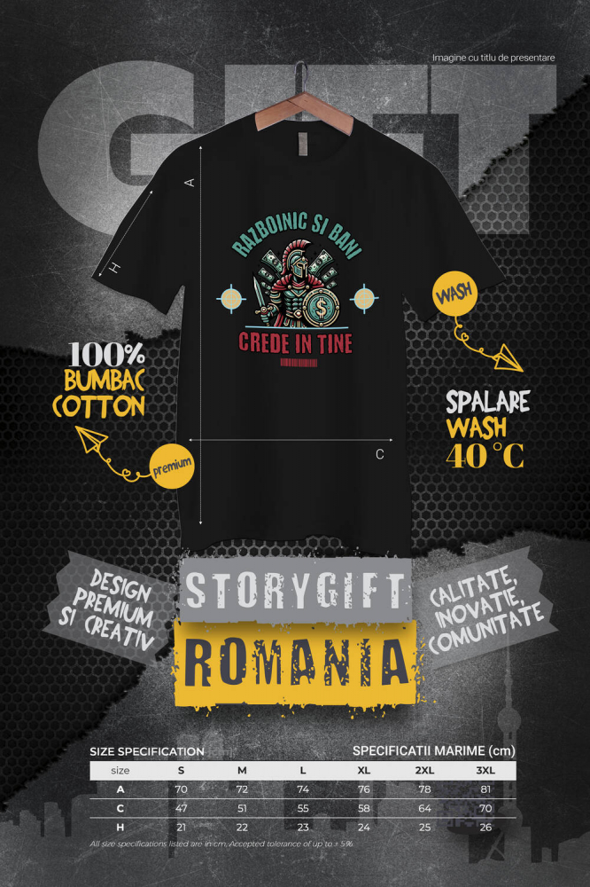 Tricou Femei, Barbati, Copii, Fata, Baiat, Unisex Personalizat Cadouri personalizate – Războinic cavaler cu scut și sabie, semn dolar, motivație [4]