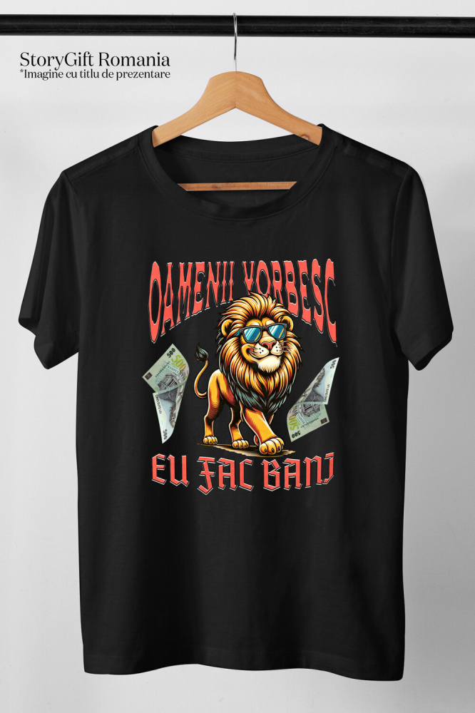 Tricou Femei, Barbati, Copii, Fata, Baiat, Unisex Personalizat Leu Fericit cu Ochelari și Bancnote – Design Motivațional Personalizat [3]