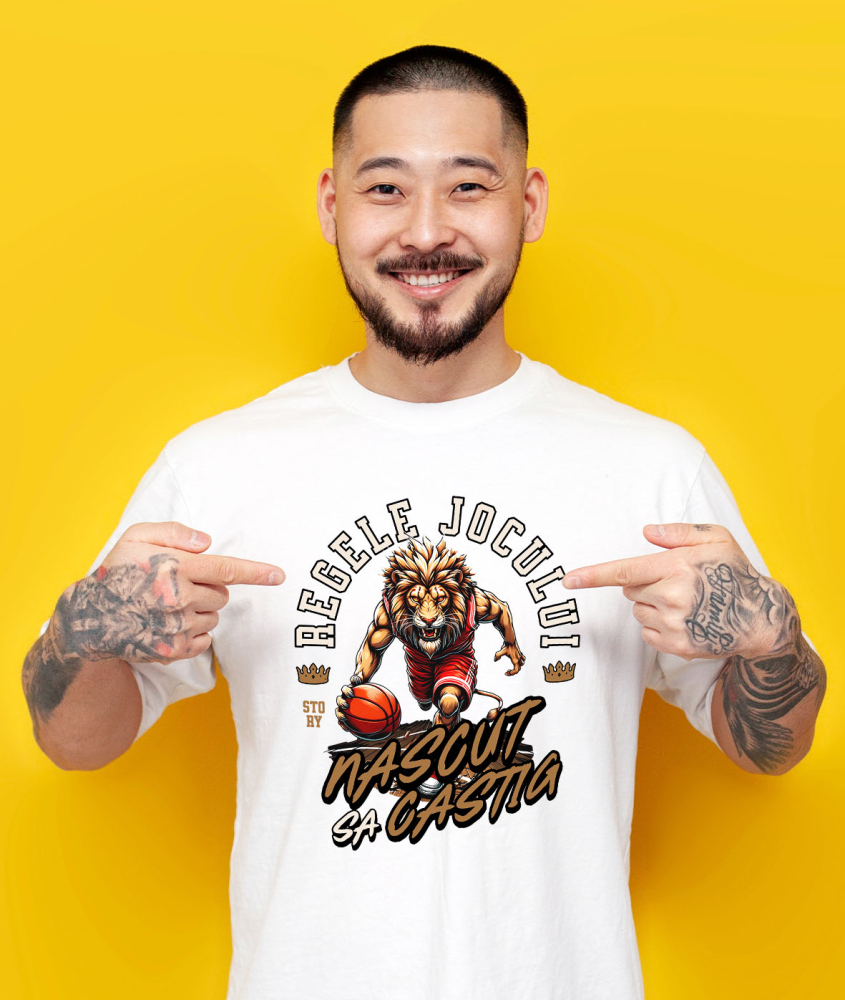 Tricou Femei, Barbati, Copii, Fata, Baiat, Unisex Personalizat Leul Furios – Jucător de Baschet în Meci Intens | Design Sportiv [2]