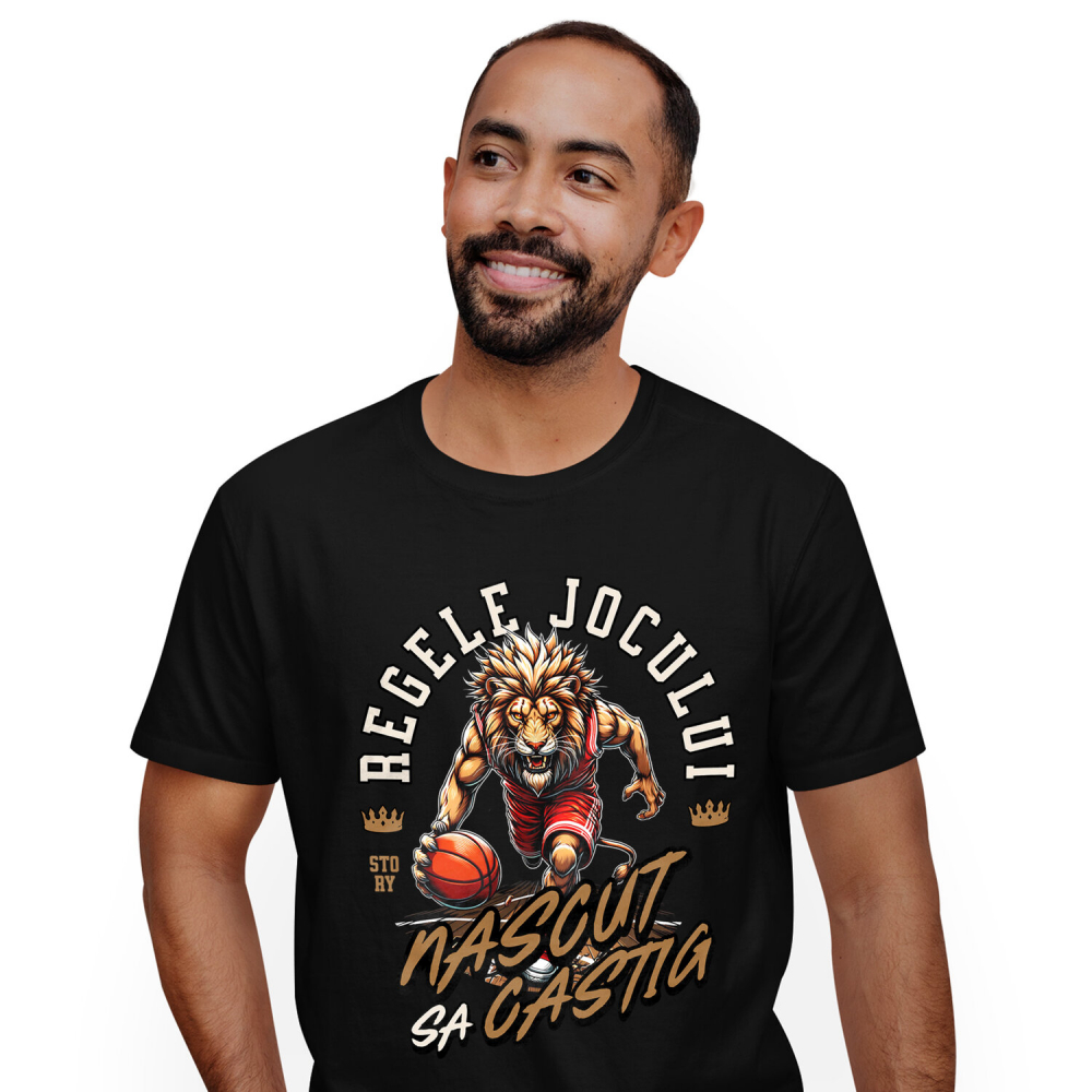 Tricou Femei, Barbati, Copii, Fata, Baiat, Unisex Personalizat Leul Furios – Jucător de Baschet în Meci Intens | Design Sportiv [1]