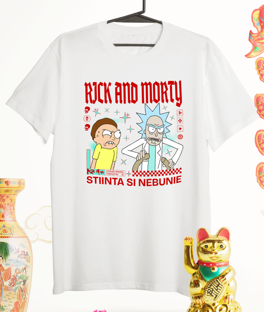 Tricou Barbati cu Rick & Morty Fac Un Nou Experiment 100% Bumbac, Alb, M [3]
