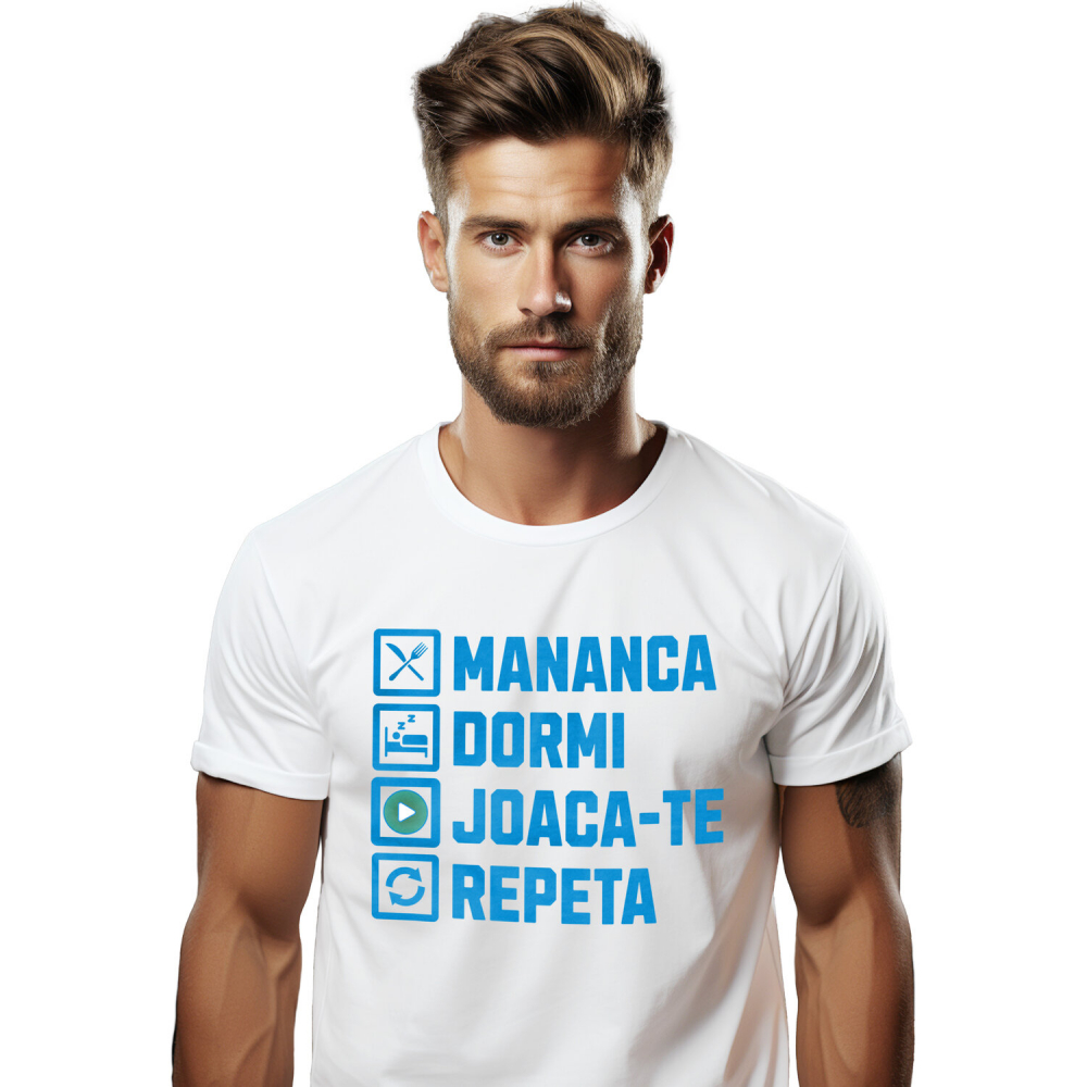 Tricou Femei, Barbati, Copii, Fata, Baiat, Unisex Personalizat Rutina Zilnică Haioasă Gamer Bărbat - Mananca Dormi Joaca-te Repeta [1]