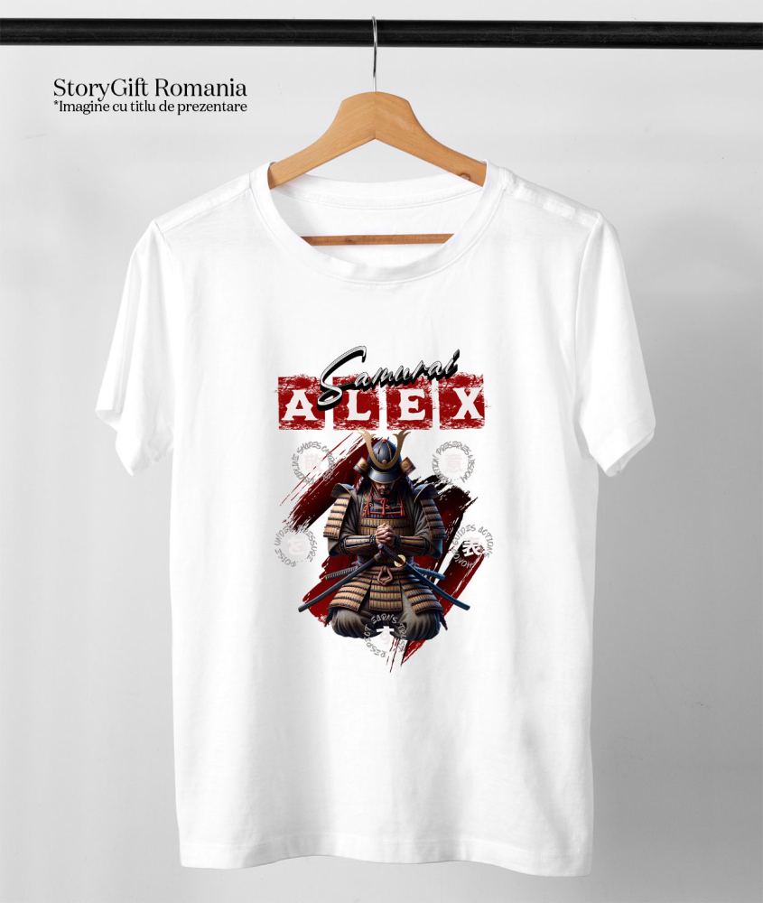 Tricou Femei, Barbati, Copii, Fata, Baiat, Unisex Personalizat Samurai ninja cu armură și rugăciune – Portret personalizat cu influențe din cultura chineză [3]