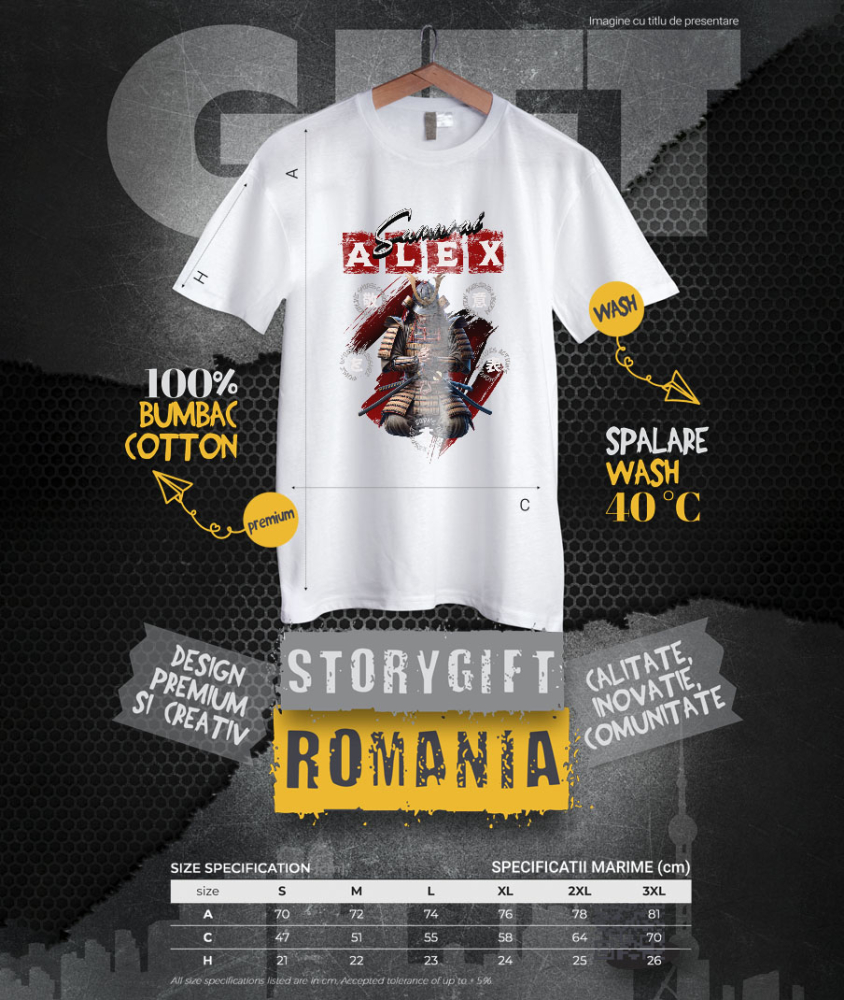 Tricou Femei, Barbati, Copii, Fata, Baiat, Unisex Personalizat Samurai ninja cu armură și rugăciune – Portret personalizat cu influențe din cultura chineză [4]