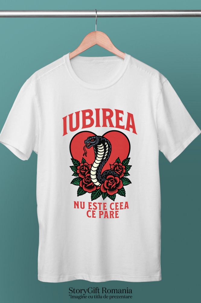 Tricou Femei, Barbati, Copii, Fata, Baiat, Unisex Personalizat „Șarpe Printre Flori Roșii - Cadou Personalizat „Iubirea Nu Este Ceea Ce Pare” pentru Familie, Copii, Tati și Prieteni” [3]