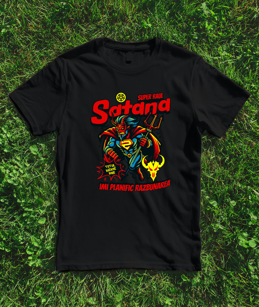 Tricou Femei, Barbati, Copii, Fata, Baiat, Unisex Personalizat Satana Diavol În Costum De Super Erou Cu Coarne Și Coadă – Cadou Personalizat „Îmi Planific Răzbunarea” [3]