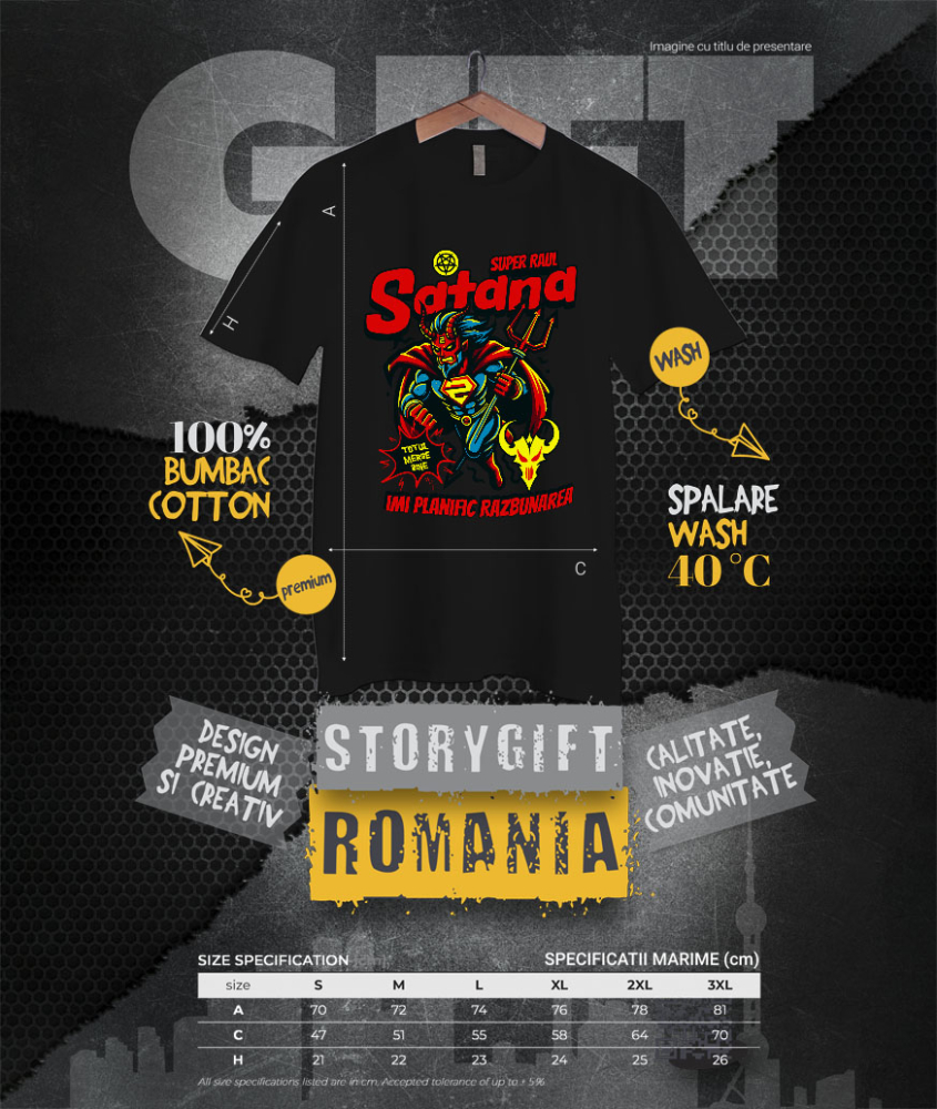 Tricou Femei, Barbati, Copii, Fata, Baiat, Unisex Personalizat Satana Diavol În Costum De Super Erou Cu Coarne Și Coadă – Cadou Personalizat „Îmi Planific Răzbunarea” [4]