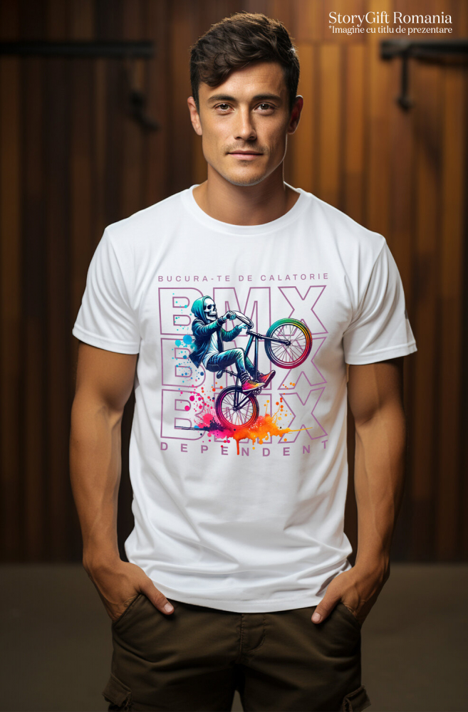 Tricou Femei, Barbati, Copii, Fata, Baiat, Unisex Personalizat Schelet pe BMX - Tricou Personalizat Motivațional pentru Rideri și Sportivi [2]