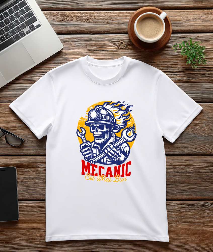 Tricou Femei, Barbati, Copii, Fata, Baiat, Unisex Personalizat Schelet Uman în Flăcări – Design Personalizat pentru Mecanicii și Iubitorii de Mașini [3]