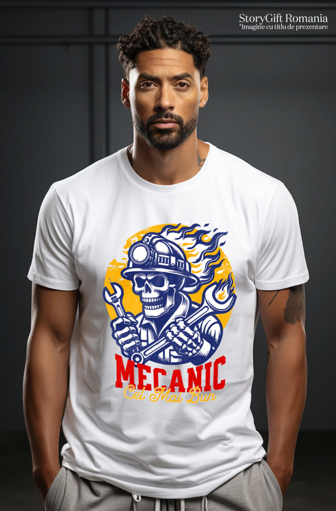 Tricou Femei, Barbati, Copii, Fata, Baiat, Unisex Personalizat Schelet Uman în Flăcări – Design Personalizat pentru Mecanicii și Iubitorii de Mașini [2]