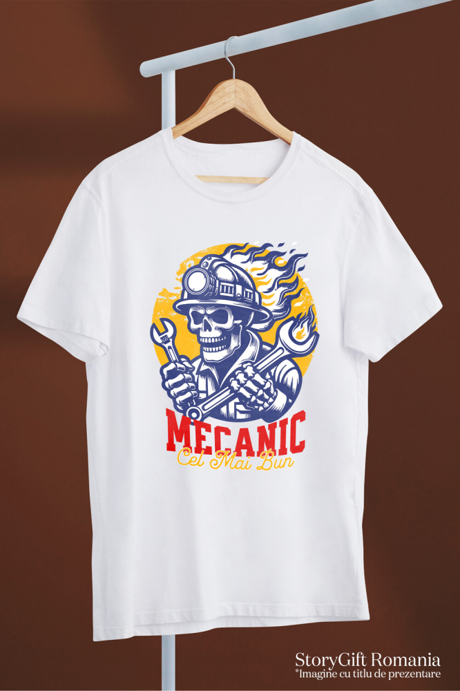 Tricou Femei, Barbati, Copii, Fata, Baiat, Unisex Personalizat Schelet Uman în Flăcări – Design Personalizat pentru Mecanicii și Iubitorii de Mașini [3]