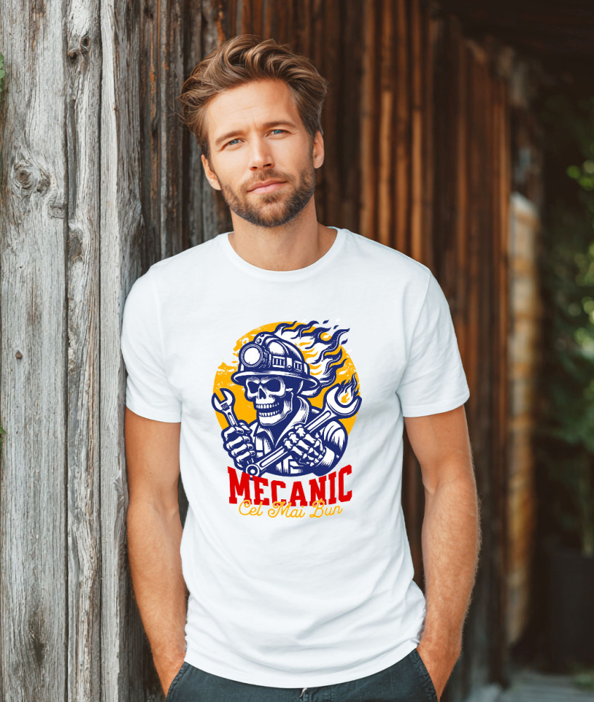 Tricou Femei, Barbati, Copii, Fata, Baiat, Unisex Personalizat Schelet Uman în Flăcări – Design Personalizat pentru Mecanicii și Iubitorii de Mașini [2]