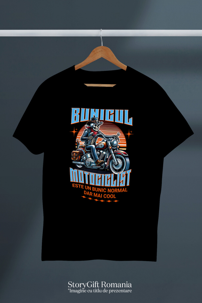 Tricou Femei, Barbati, Copii, Fata, Baiat, Unisex Personalizat Schelete Uman Cu Pălărie, Bandană Roșie și Motor Vintage – Stil Clasic Moto [3]