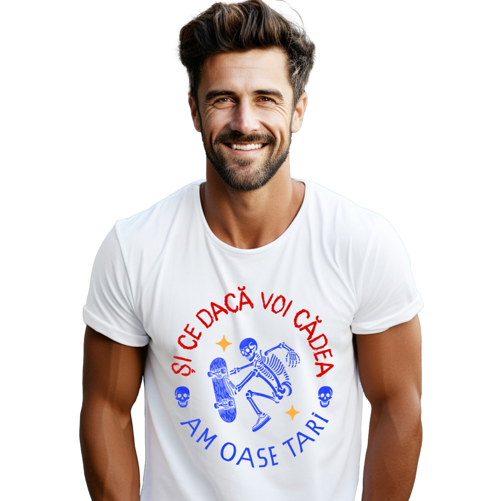 Tricou Femei, Barbati, Copii, Fata, Baiat, Unisex Personalizat Ilustrație amuzantă cu un schelet pe skateboard, într-un stil cool și dinamic, potrivit pentru fanii sporturilor extreme și designurilor originale. [1]