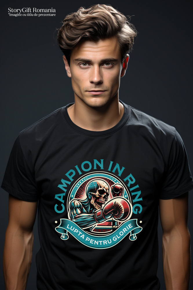 Tricou Femei, Barbati, Copii, Fata, Baiat, Unisex Personalizat Schelet Boxer – Campion în Ring, Motivație și Forță [2]