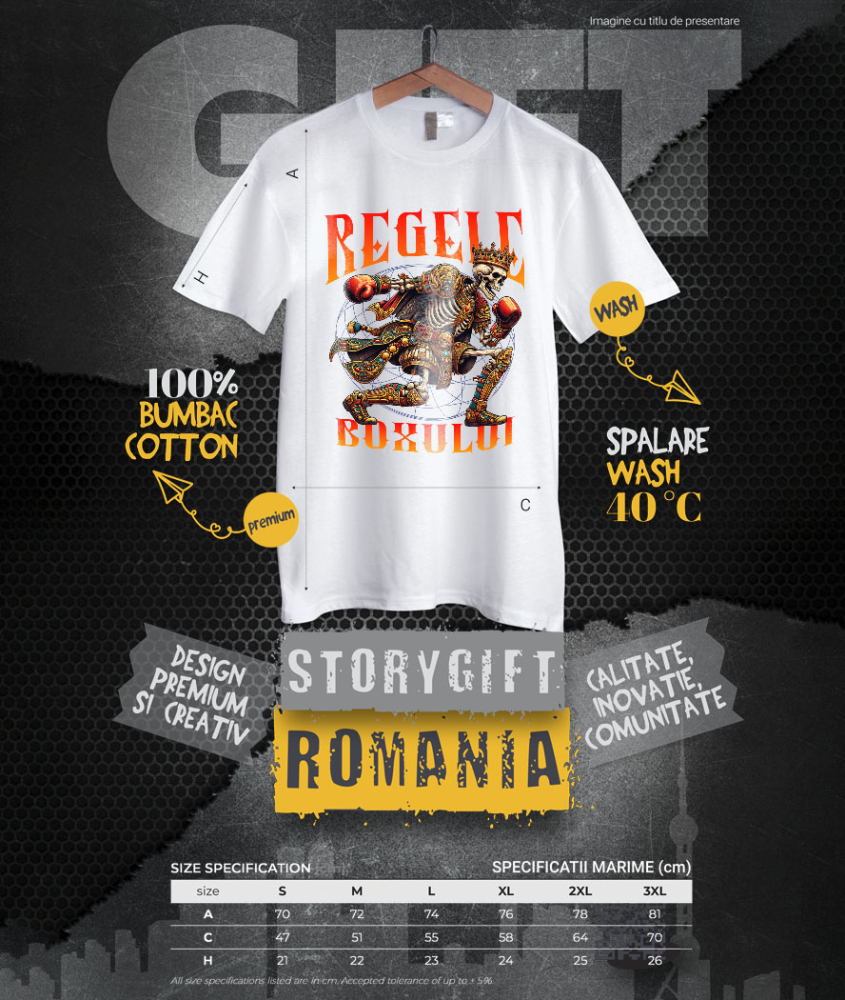 Tricou Femei, Barbati, Copii, Fata, Baiat, Unisex Personalizat Schelet Boxer – Regele Boxului, Motivație și Sport de Contact [4]