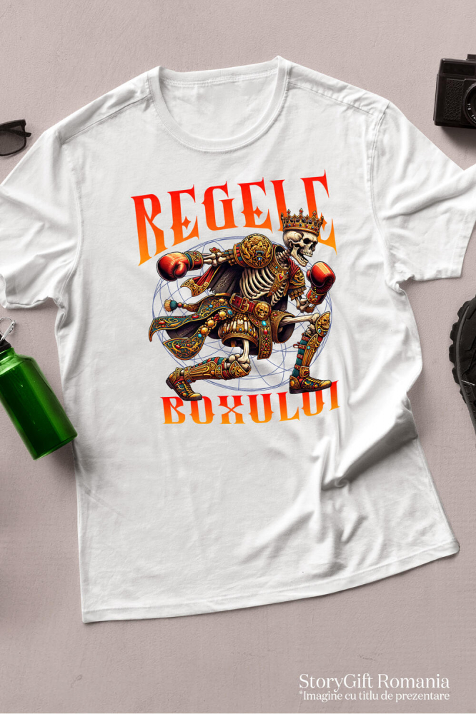 Tricou Femei, Barbati, Copii, Fata, Baiat, Unisex Personalizat Schelet Boxer – Regele Boxului, Motivație și Sport de Contact [3]