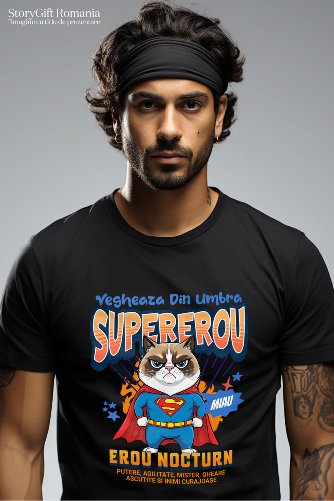 Tricou Femei, Barbati, Copii, Fata, Baiat, Unisex Personalizat Scottish Fold în Costum de Superman – Cadou Haios pentru Iubitorii de Pisici [2]